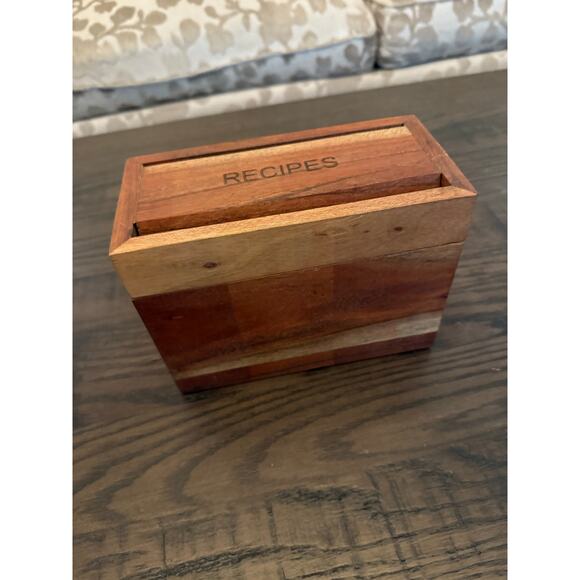 Vintage Wood Recipe Box with Recipe Rest – 4x6 Recipe Card Holder - Picture 3 of 8